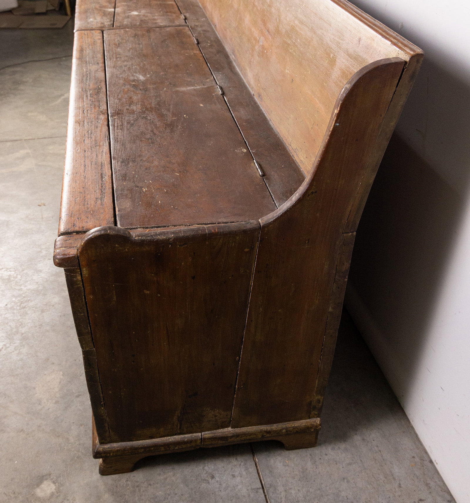Large Antique Primitive Bench with Storage Compartment - 8