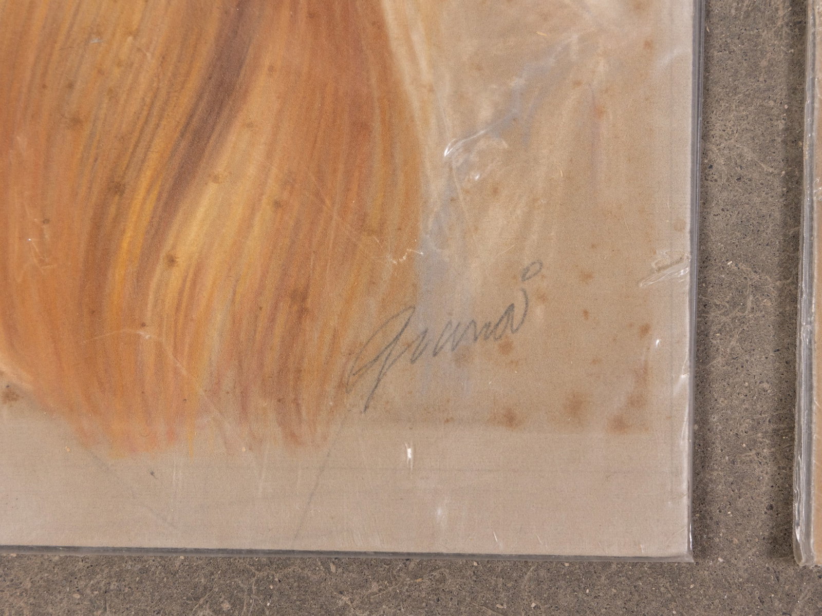 Pair of Original Pastel on Velour Board Portraits - 2
