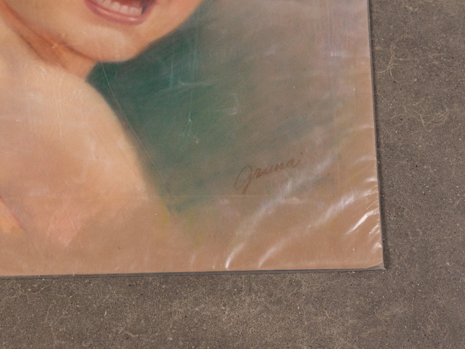 Pair of Original Pastel on Velour Board Portraits - 3