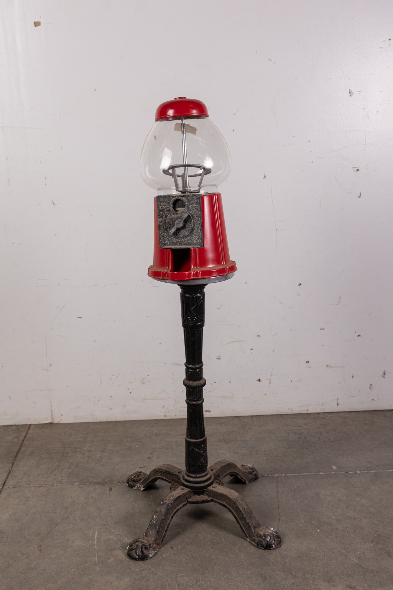 Vintage Standing Gumball Machine: Vintage Standing Gumball Machine Size 37" H Literature Brooks Auction – Online Auction Terms & Conditions Contact: (856) 694-2960 | info@brooks.auction READ BEFORE YOU BID: We want you to feel