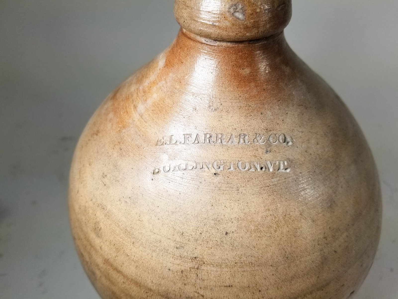 E. L. Farrar Ovoid Salt Glazed Stoneware Jug - 3