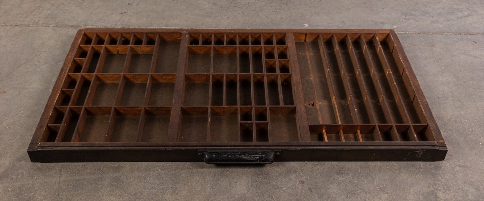 Vintage Wooden Letterpress Printer's Tray: Vintage Wooden Letterpress Printer's Tray - missing some slats Size 2" x 32" x 18" Literature Brooks Auction – Online Auction Terms & Conditions Contact: (856) 694-2960 | info@brooks.auction