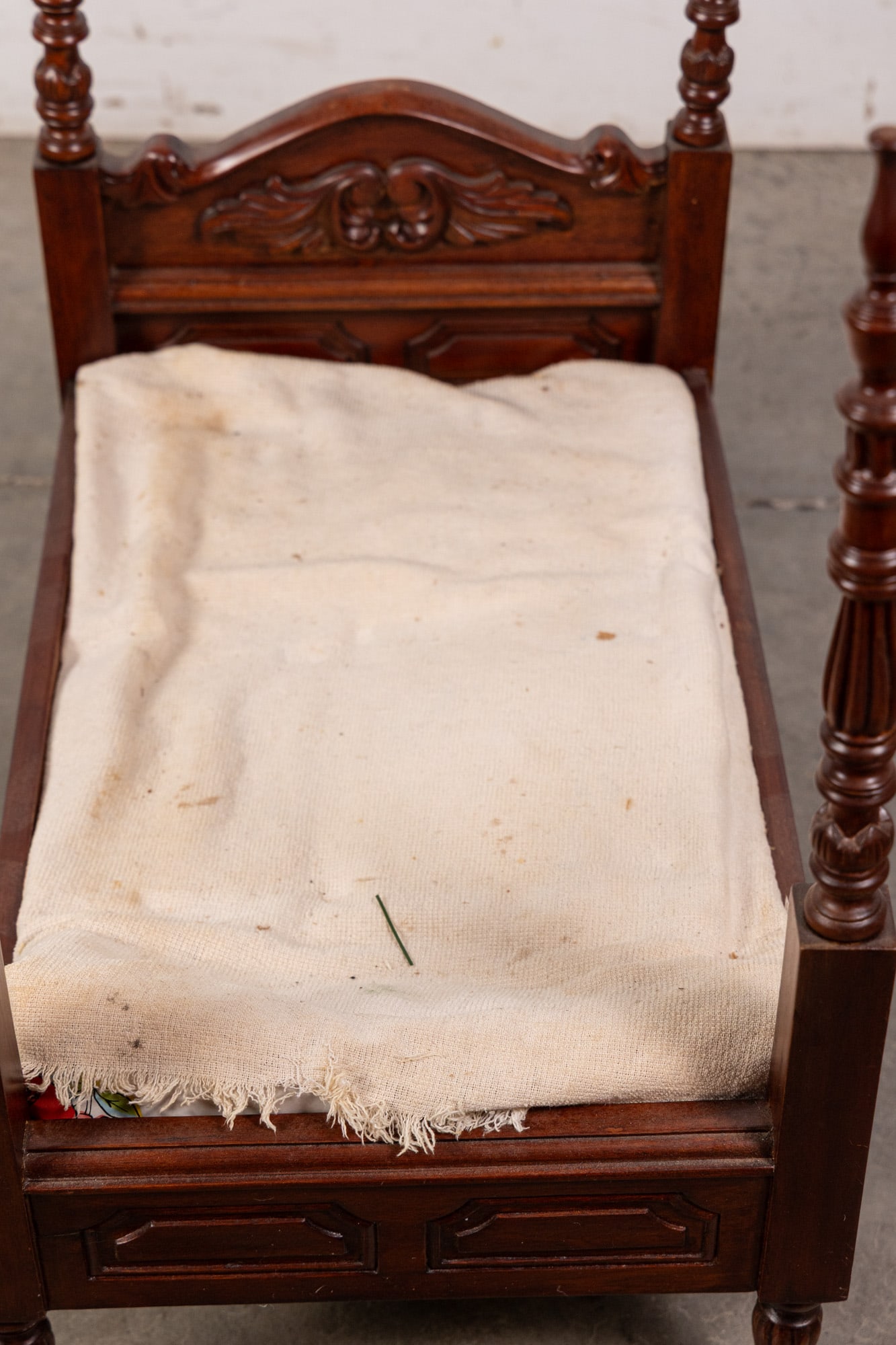 Vintage Mahogany Four-Poster Doll Bed - 2