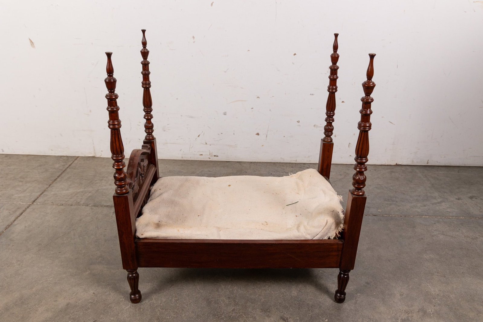 Vintage Mahogany Four-Poster Doll Bed - 3