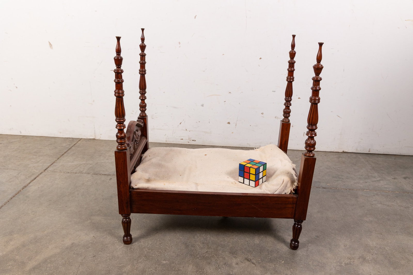 Vintage Mahogany Four-Poster Doll Bed - 4