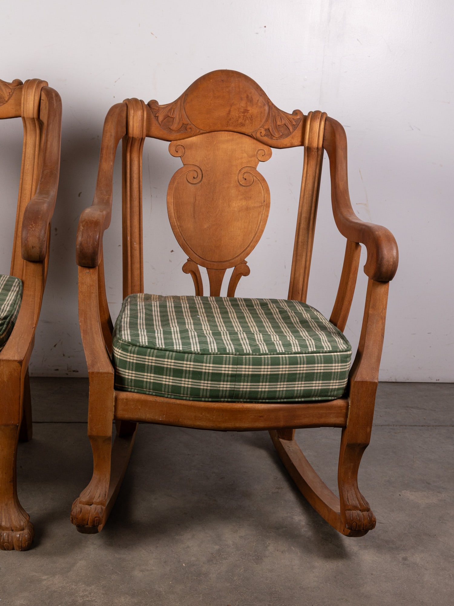 Vintage Wood Carved Rocking Chair & Armchair - 3