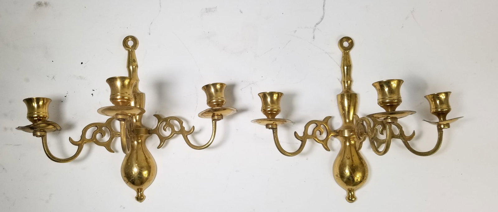 Pair of Vintage Brass Candle Holder Wall Sconces (1 of 2)