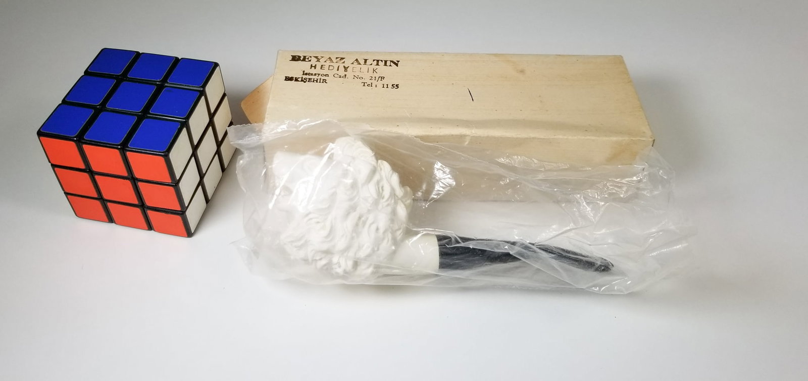 Vintage Lion Form Meerschaum Pipe in Original Box - 2