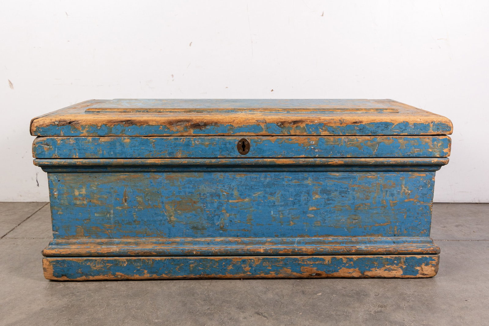 Antique Primitive Painted Blue Chest (1 of 5)