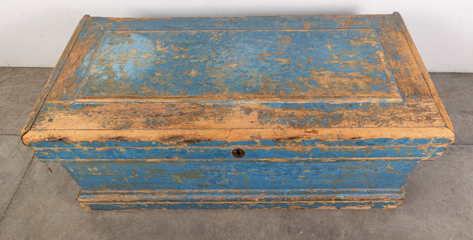 Antique Primitive Painted Blue Chest - 2