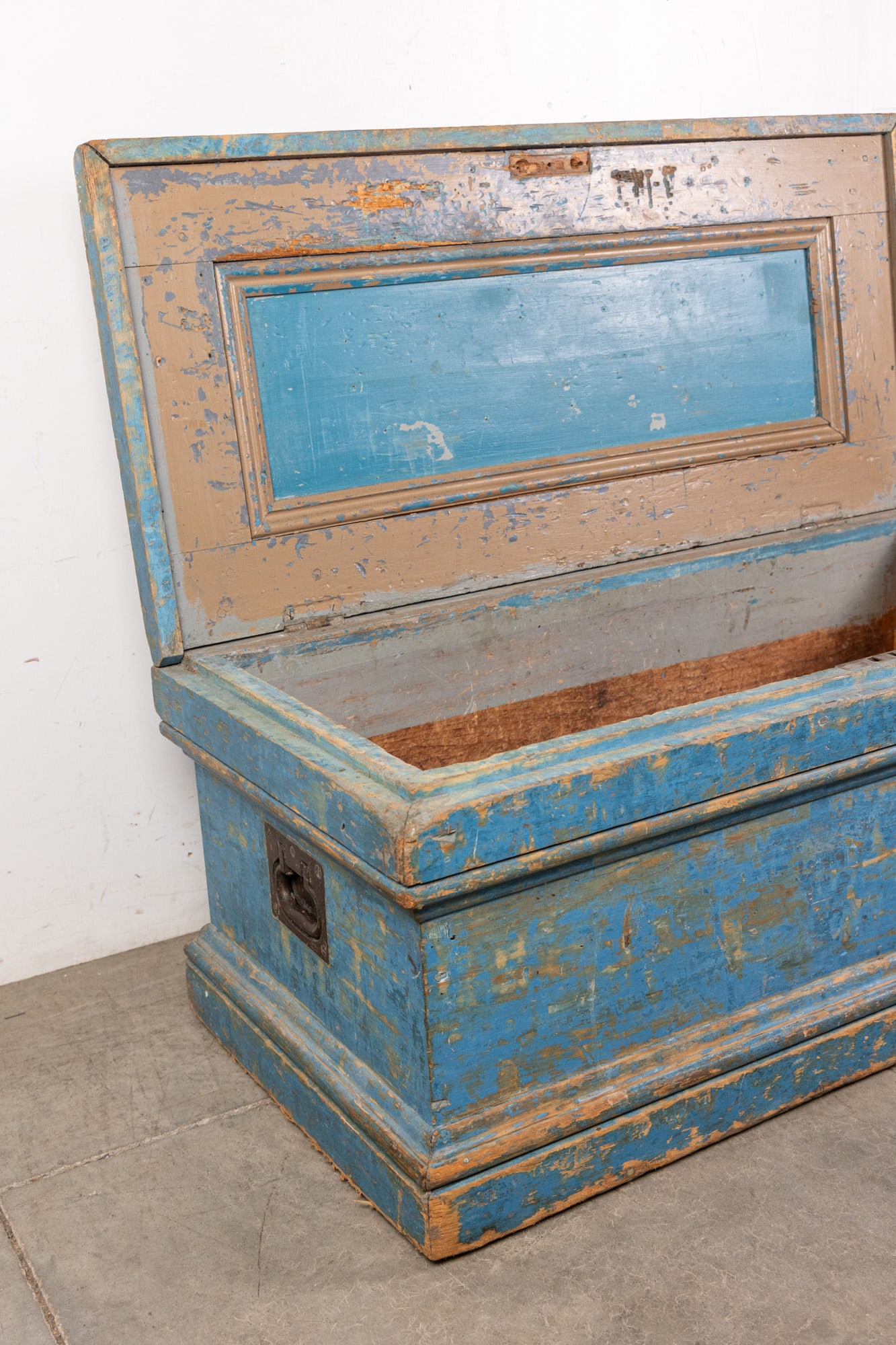 Antique Primitive Painted Blue Chest - 4