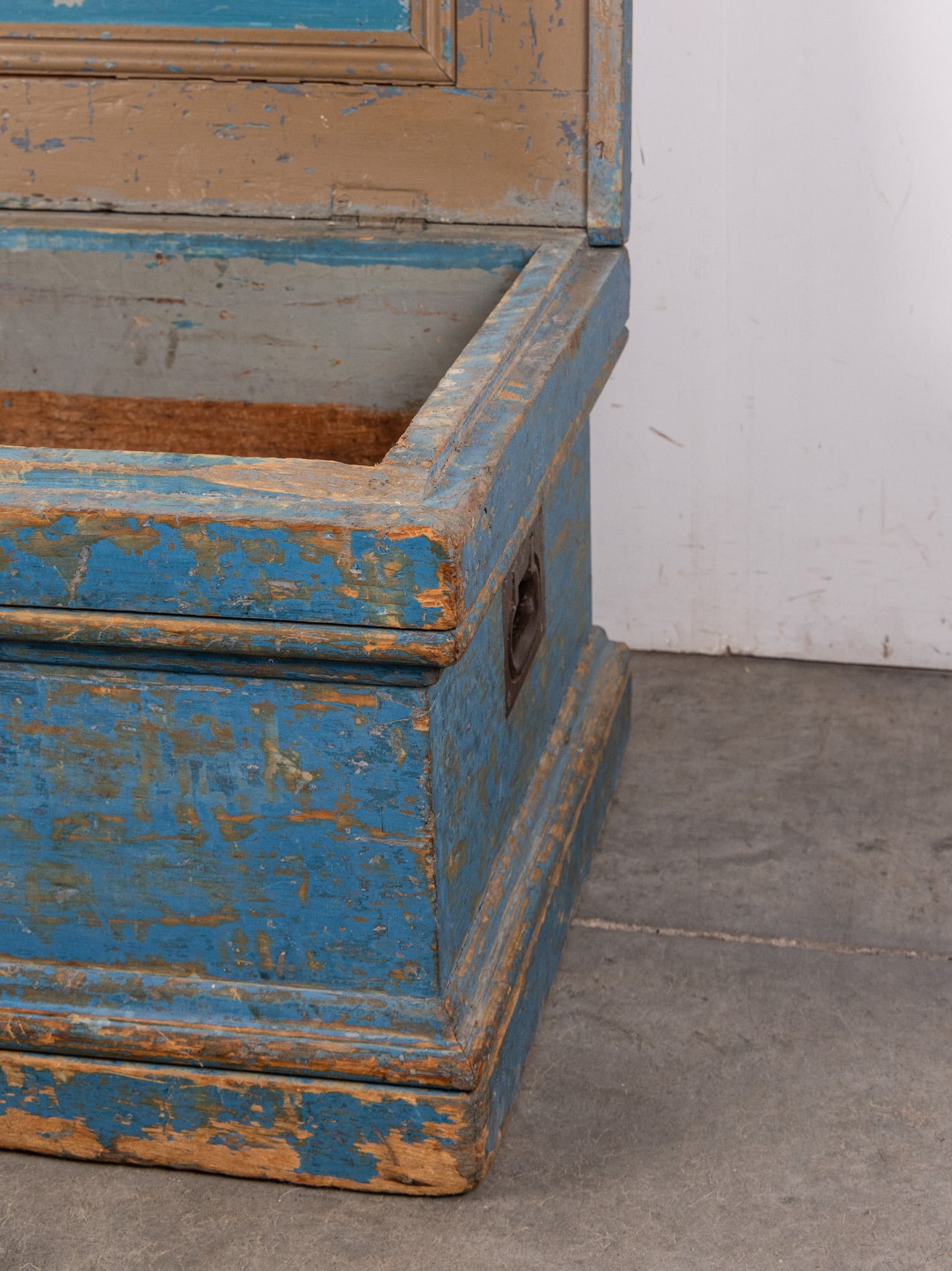 Antique Primitive Painted Blue Chest - 5