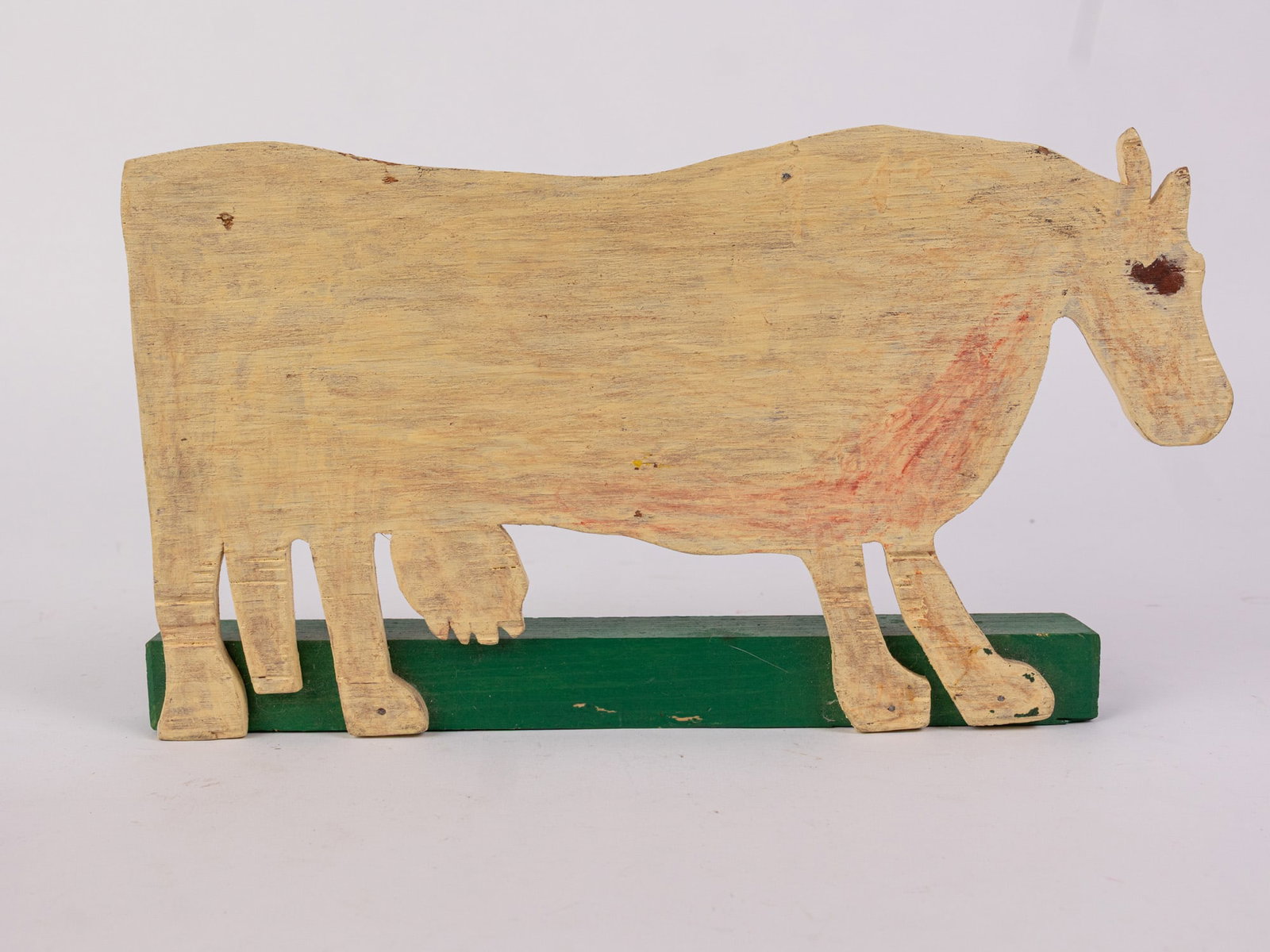 Folk Art Wooden Cow Signed Eleanor Hackett - 3