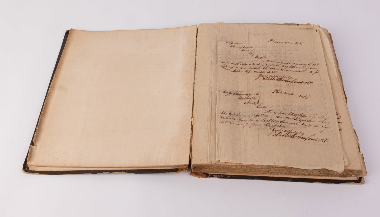 Antique Leather Bound Handwritten Book: Antique Leather Bound Handwritten Book Size 7" x 12" x 12" Literature Brooks Auction – Online Auction Terms & Conditions Contact: (856) 694-2960 | info@brooks.auction READ BEFORE YOU BID: We