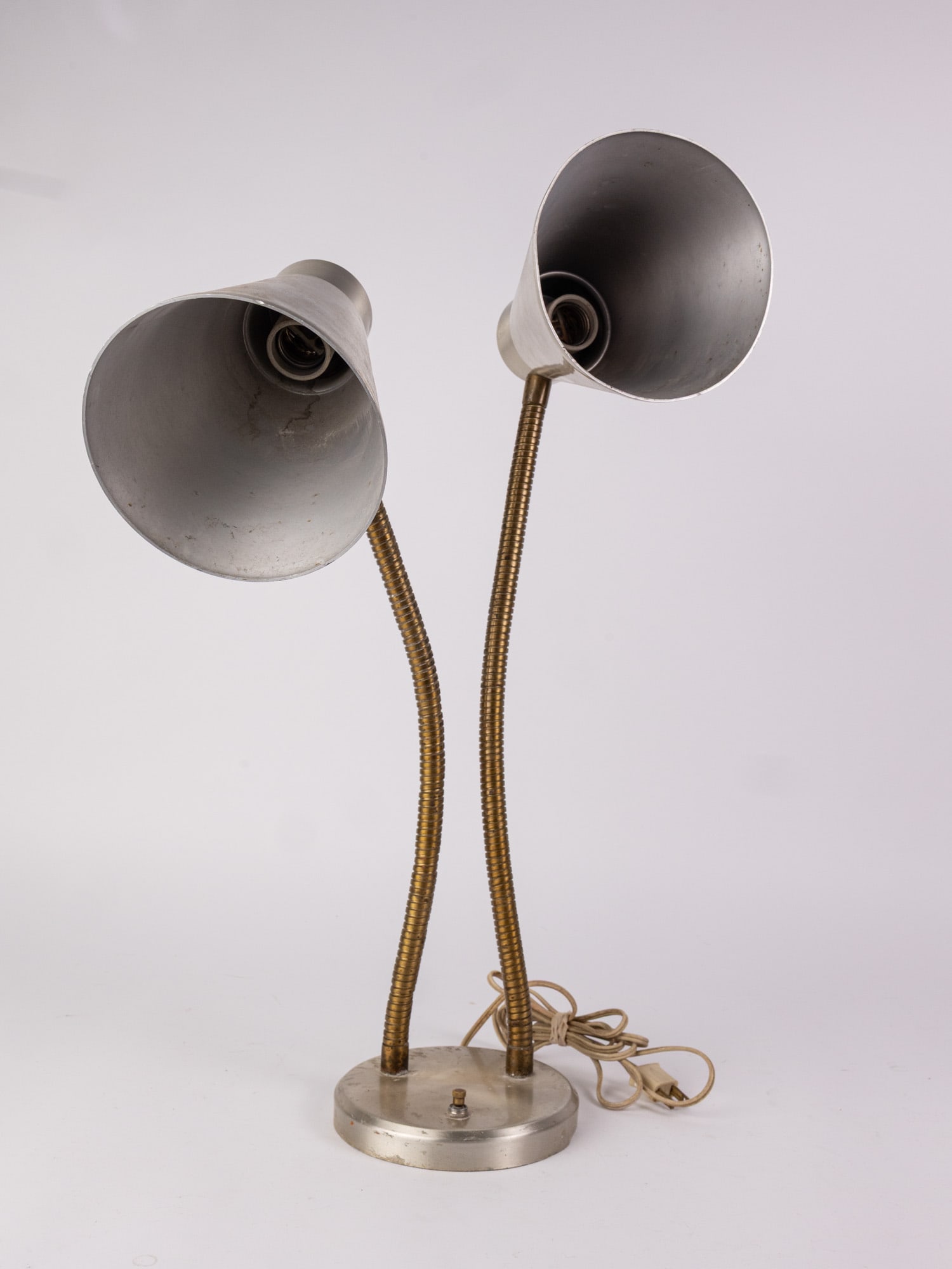 Mid Century Modern Double Arm Gooseneck Table Lamp: Mid Century Modern Double Arm Gooseneck Table Lamp Size 21" H Literature Brooks Auction – Online Auction Terms & Conditions Contact: (856) 694-2960 | info@brooks.auction READ BEFORE YOU BID: We