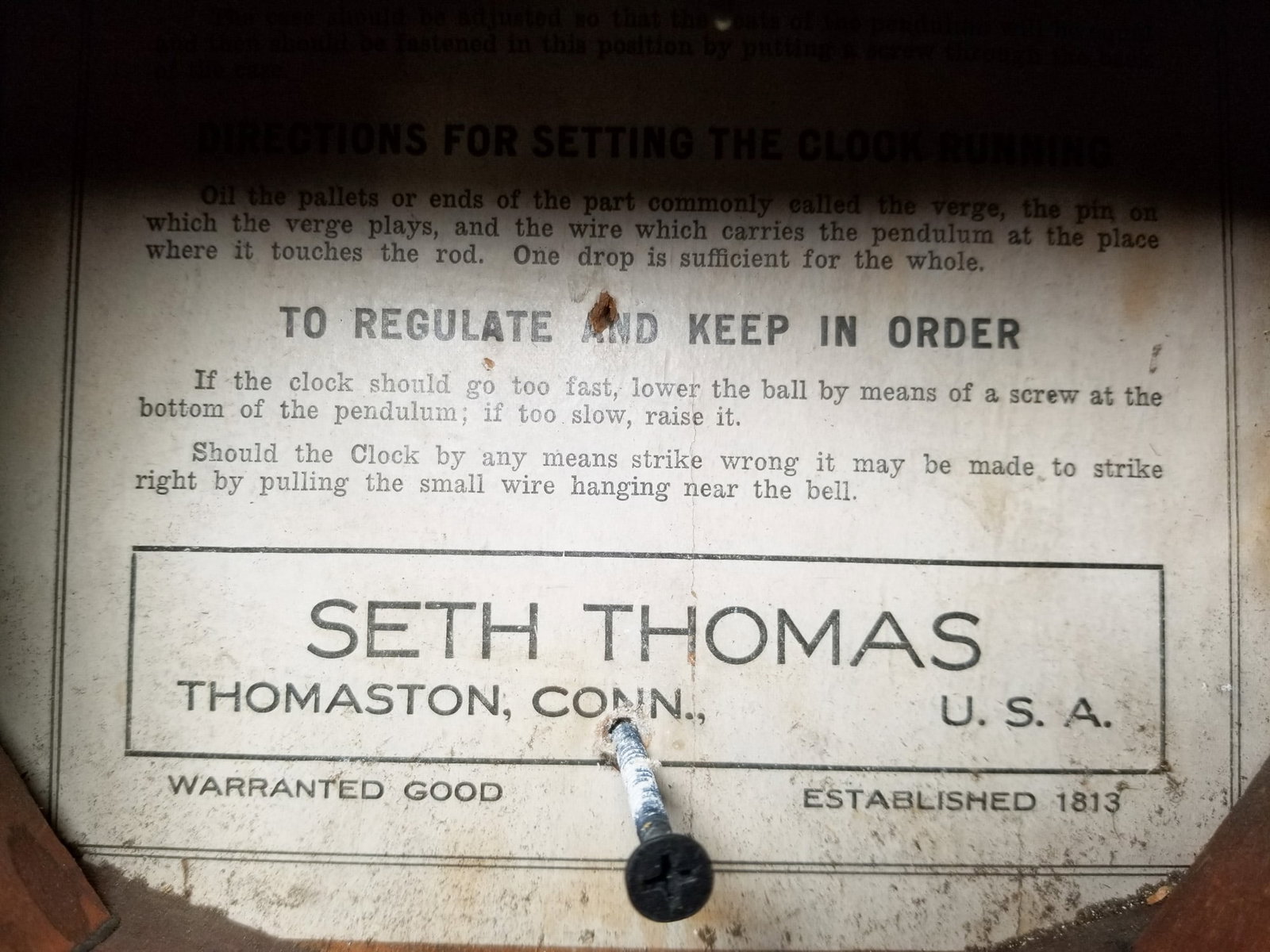Seth Thomas Antique Wall Clock c. 1920 - 4