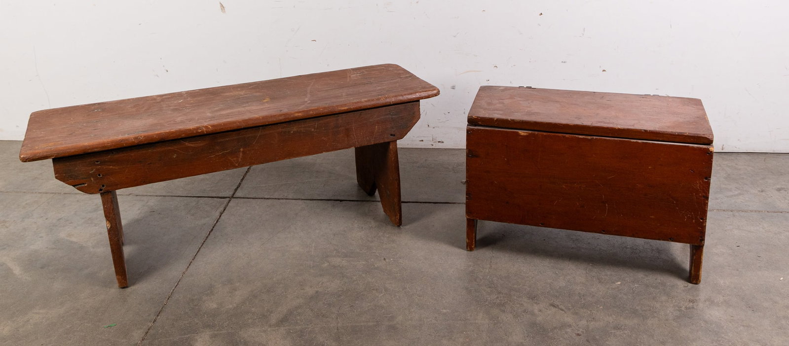 Two Antique Primitive Benches/Stools (1 of 3)
