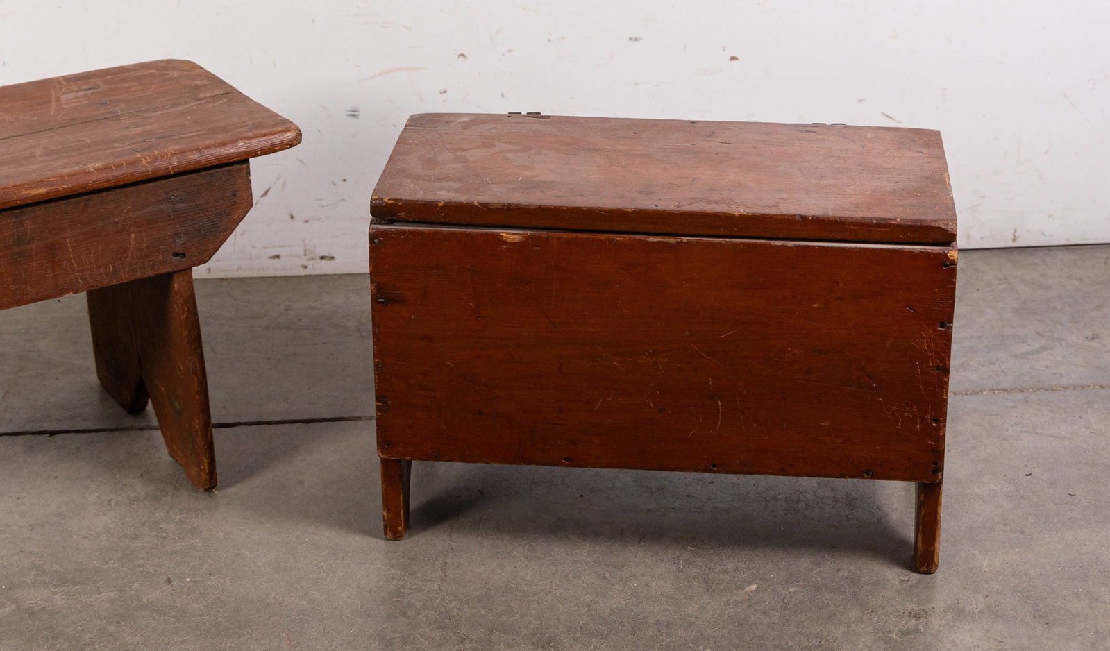 Two Antique Primitive Benches/Stools - 3