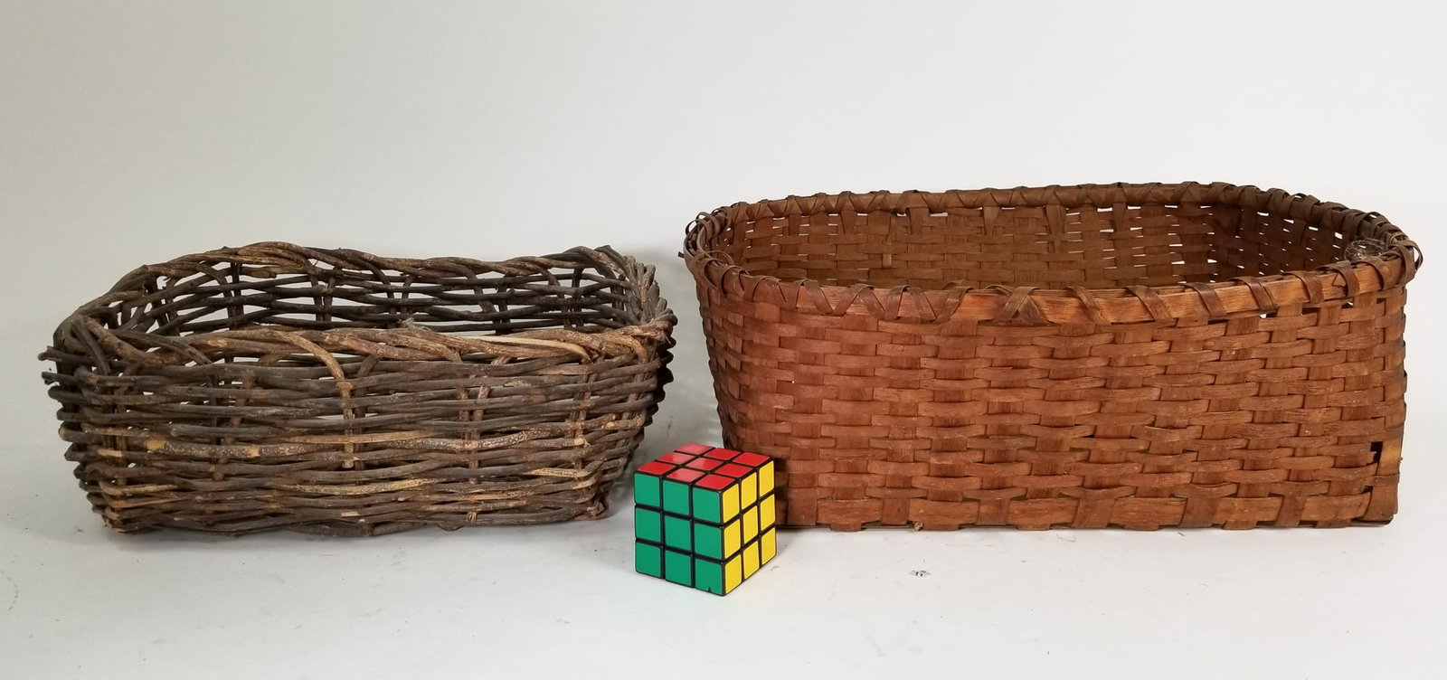 Assorted Primitive Antique Baskets Featuring Oak Splint - 2