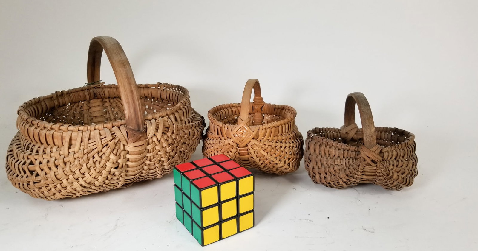 Three Oak Splint Buttocks Baskets - 2