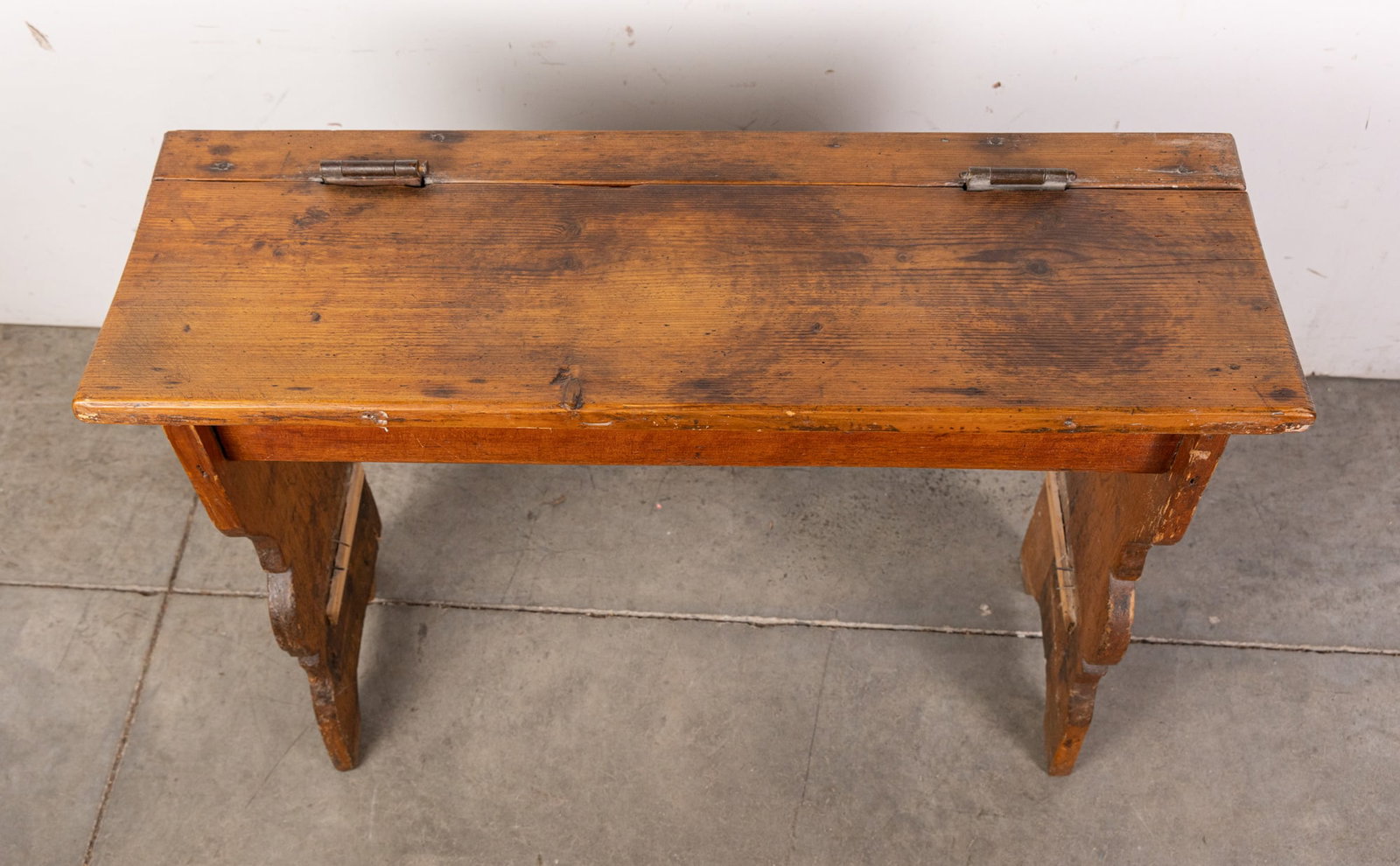 Primitive Antique Bench with Storage Compartment - 2