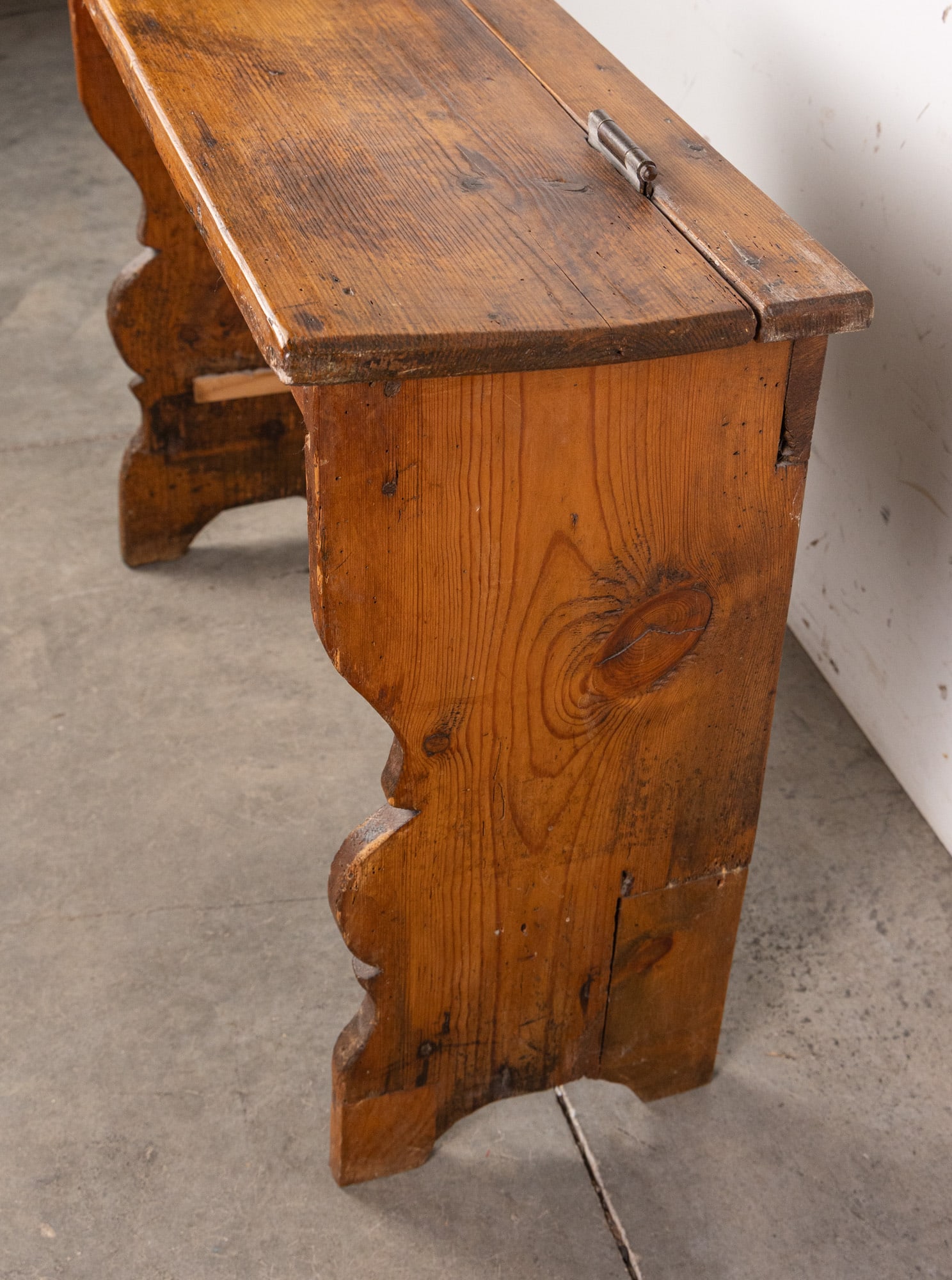 Primitive Antique Bench with Storage Compartment - 5