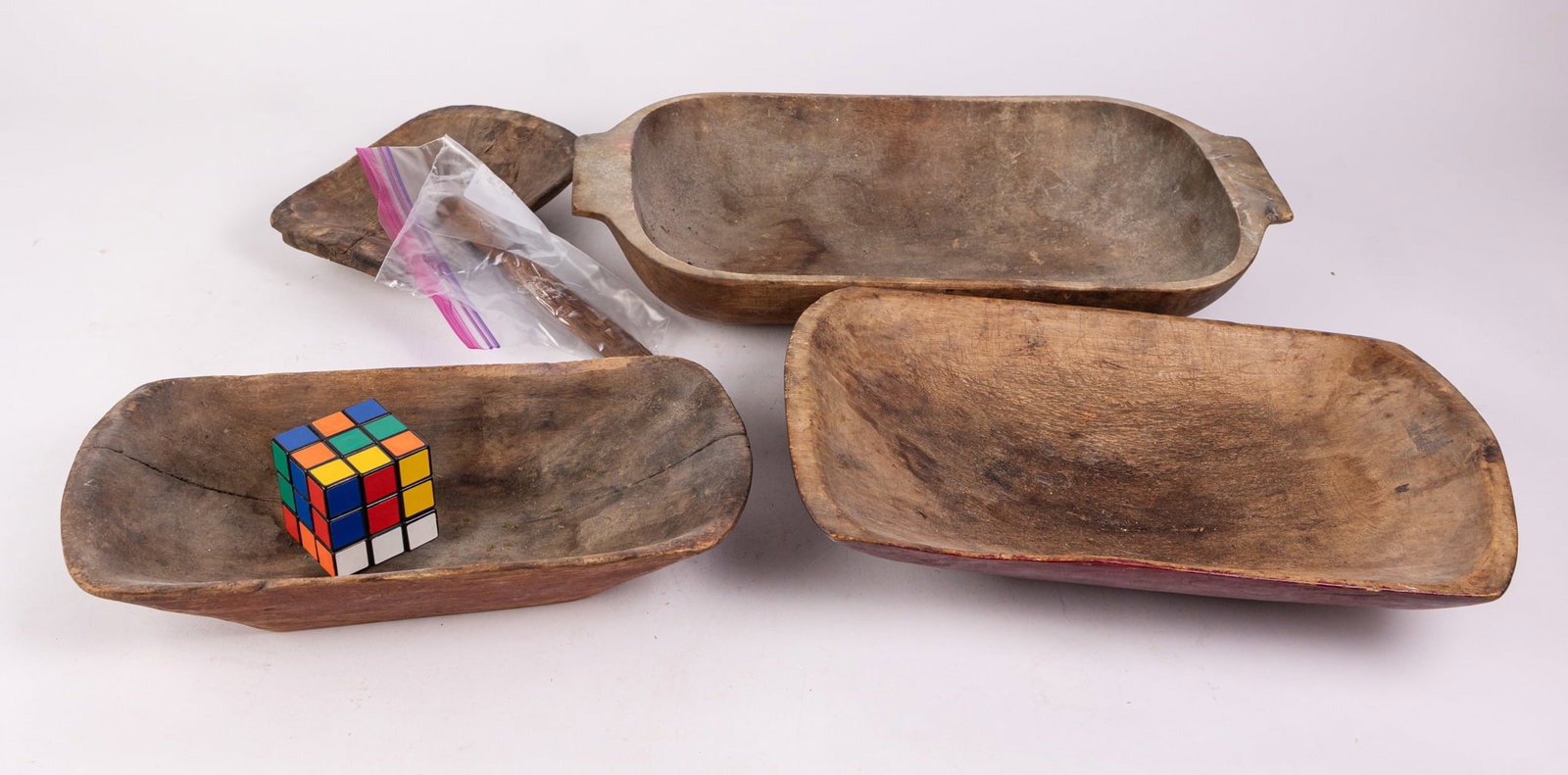 Assorted Primitive Antique Wooden Bowls - 2