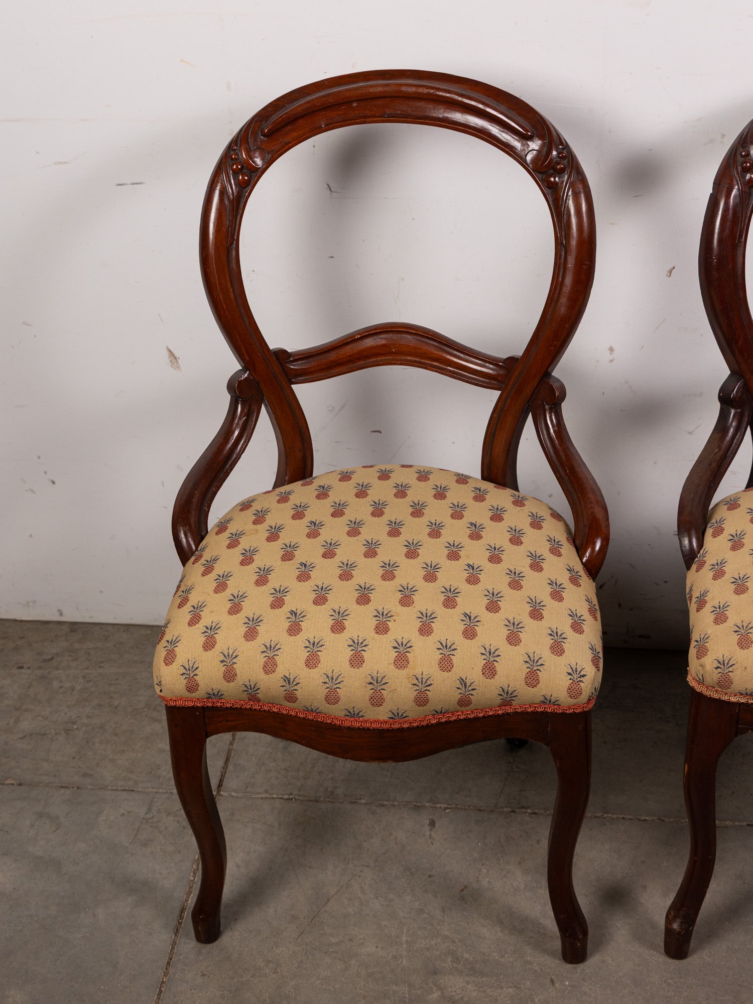 Pair of Wood Carved Upholstered Side Chairs - 2