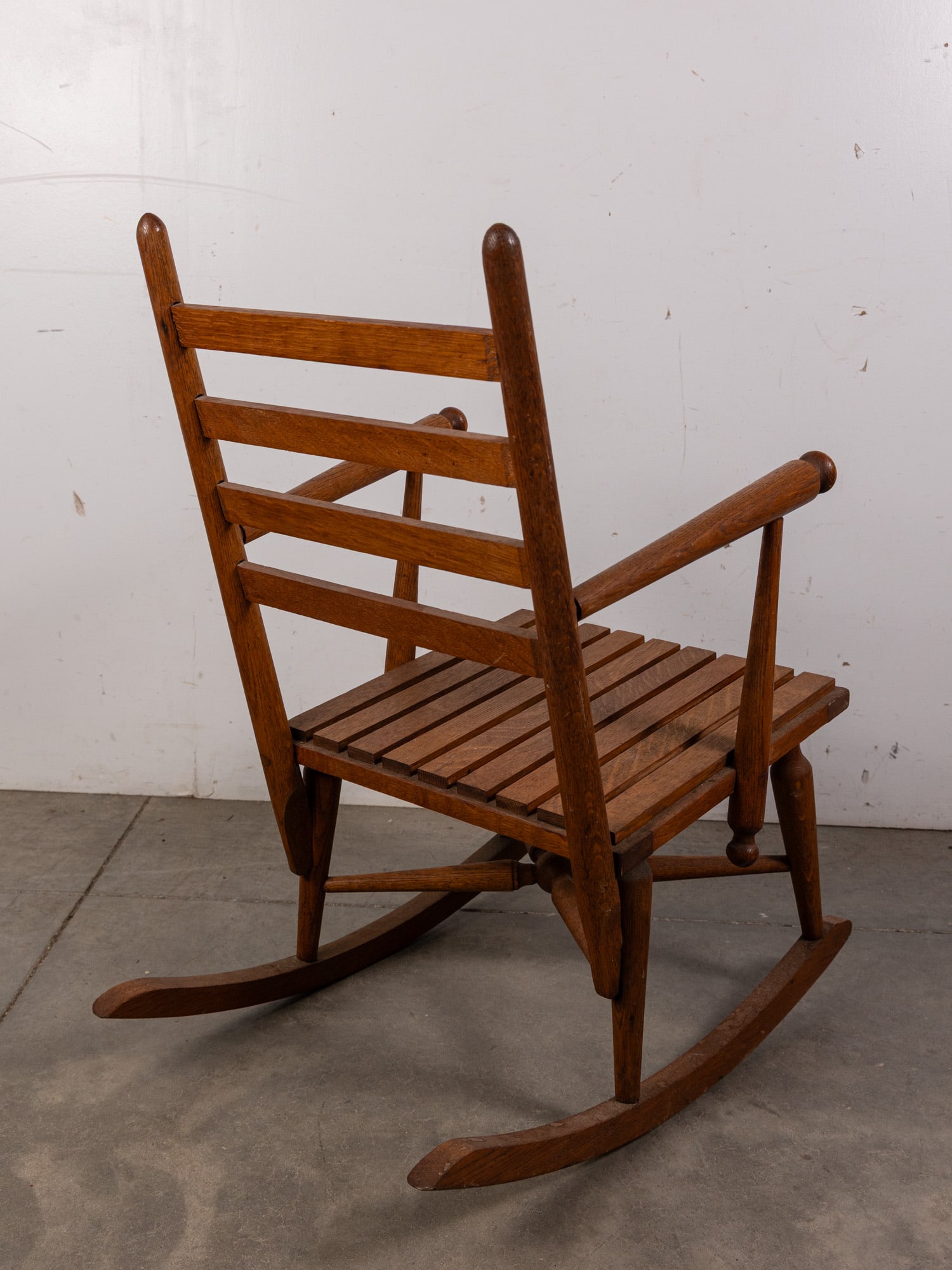 Vintage Wooden Child's Slatted Rocking Chair - 2
