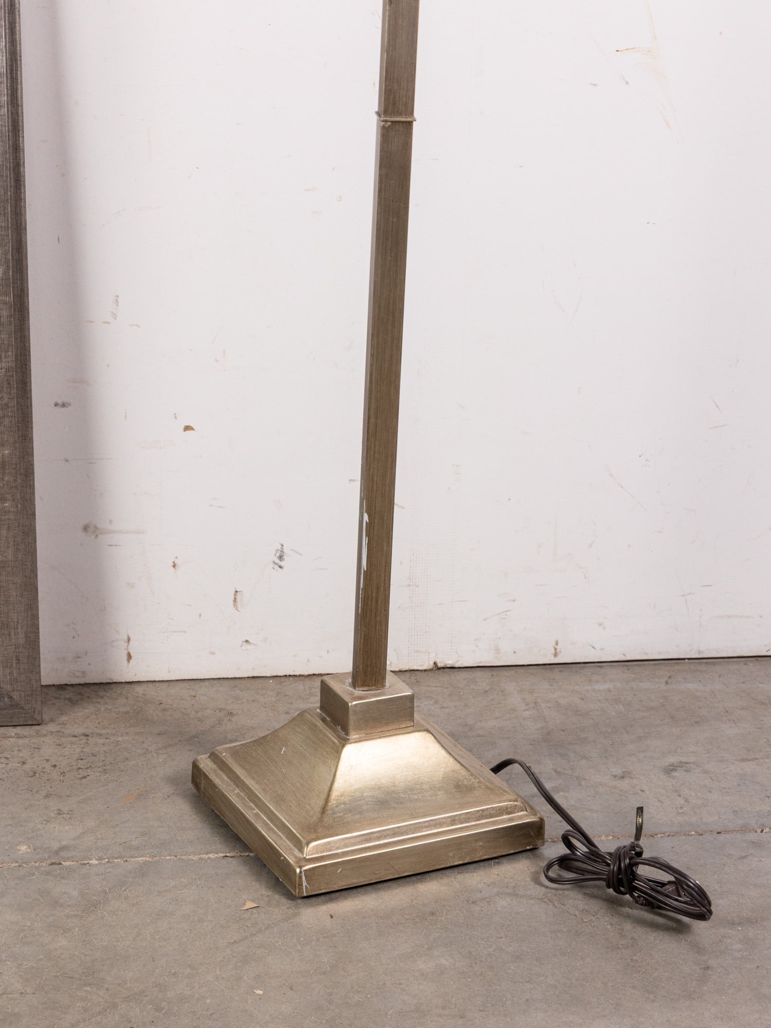Contemporary Gold-Toned Floor Lamp And Beveled Mirror - 3