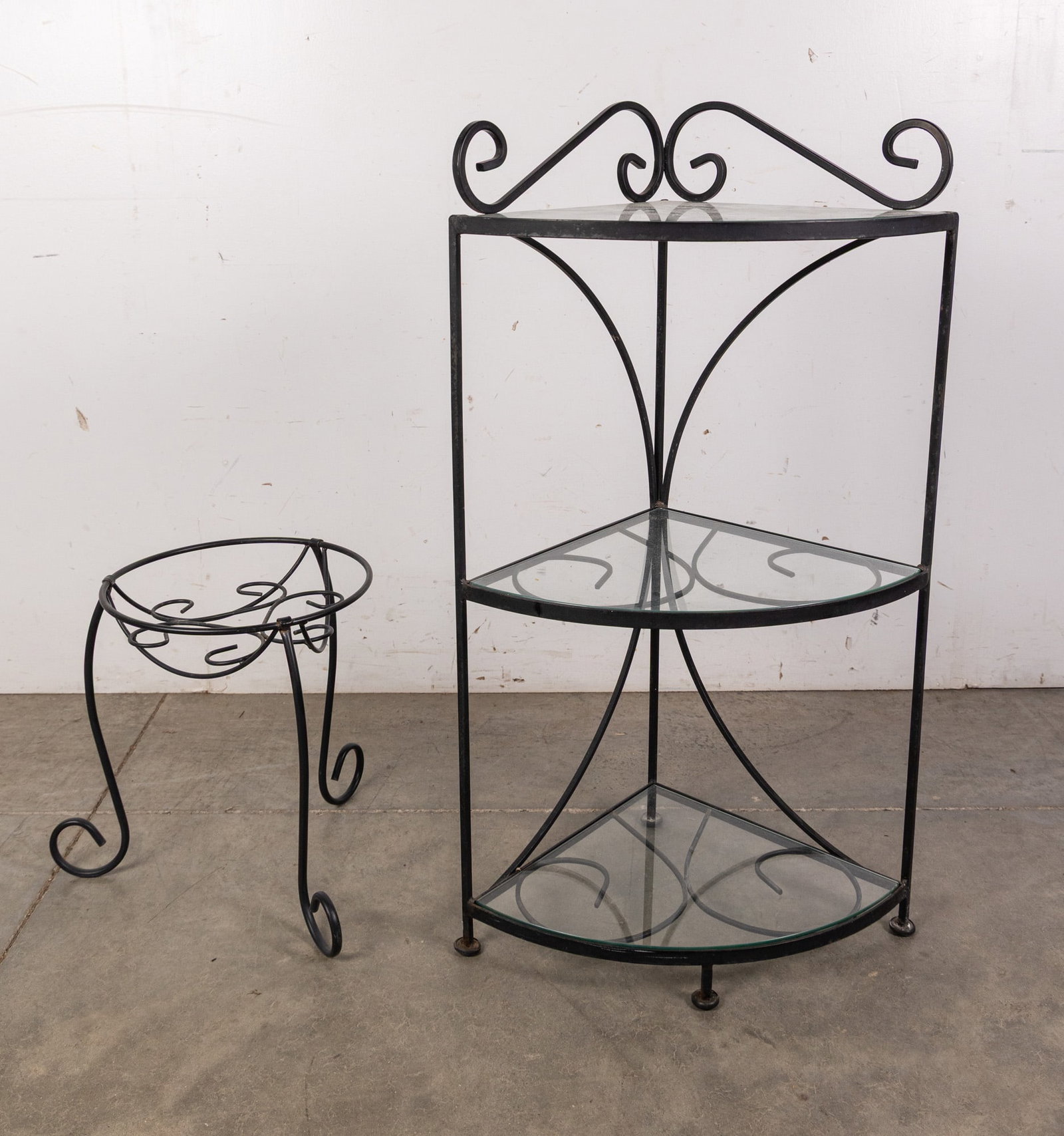 Wrought Iron 3-Tier Stand and Planter Holder: Wrought Iron 3-Tier Stand and Planter Holder Size 36" x 20" x 14" Literature Brooks Auction – Online Auction Terms & Conditions Contact: (856) 694-2960 | info@brooks.auction READ BEFORE YOU