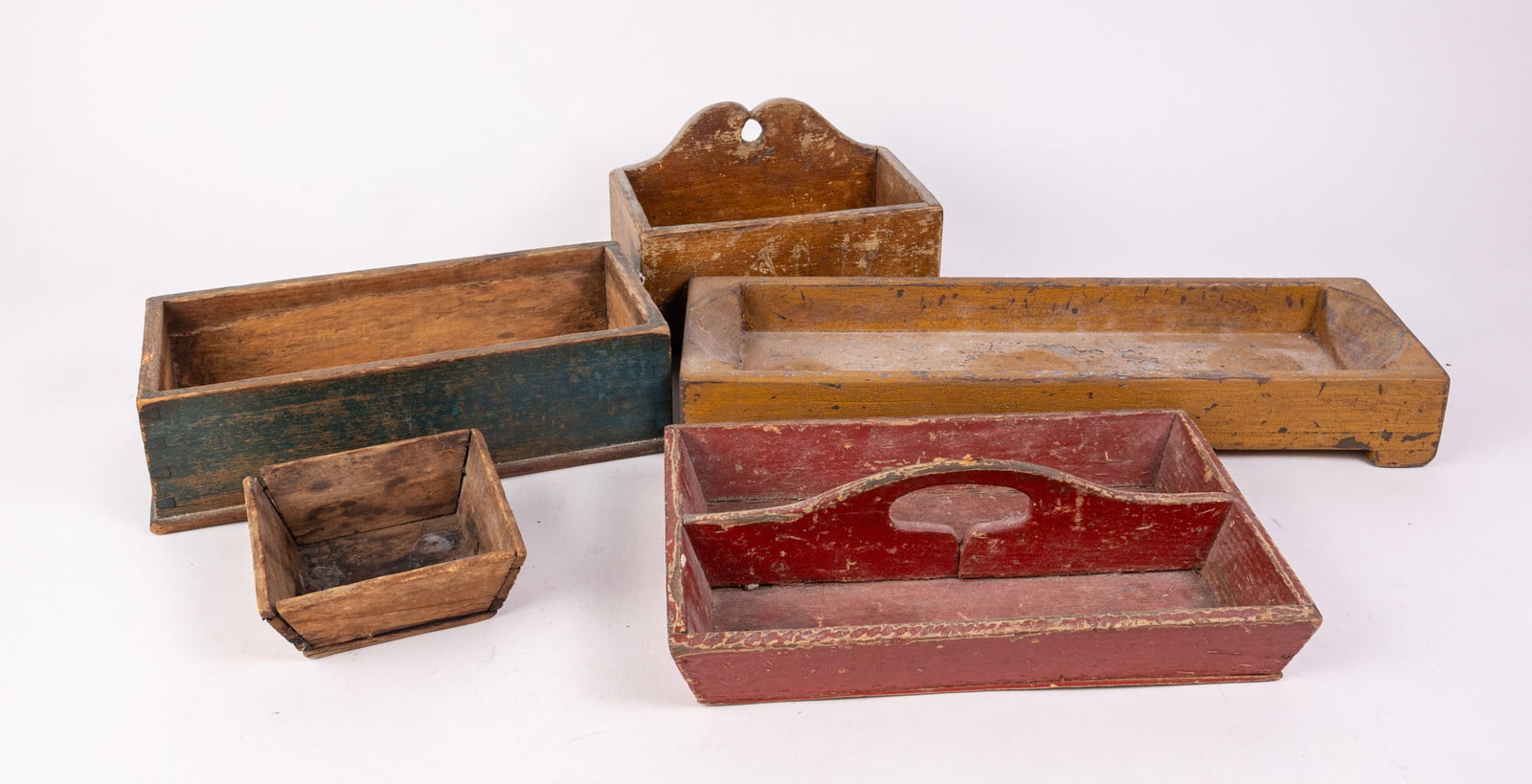Assorted Primitive Wooden Vessels: Assorted Primitive Wooden Vessels Size 2" x 18" x 6" Literature Brooks Auction – Online Auction Terms & Conditions Contact: (856) 694-2960 | info@brooks.auction READ BEFORE YOU BID: We want you