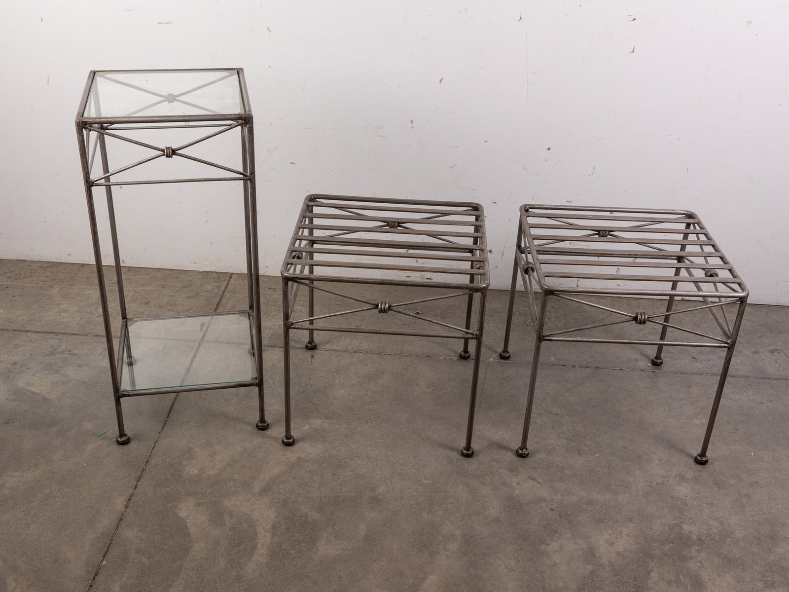 Set of Three Contemporary Wrought Iron Side Tables (1 of 2)