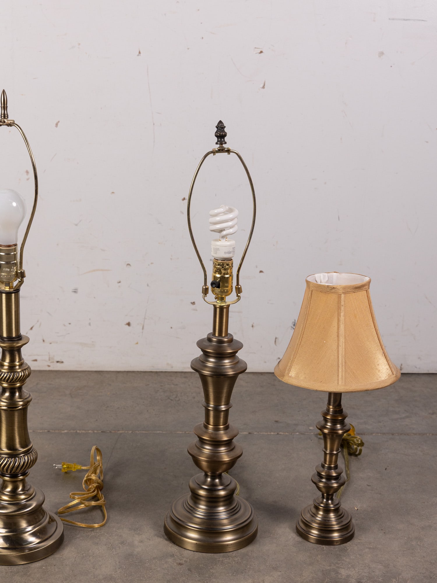Grouping of Four Gold-Toned Contemporary Table Lamps - 3