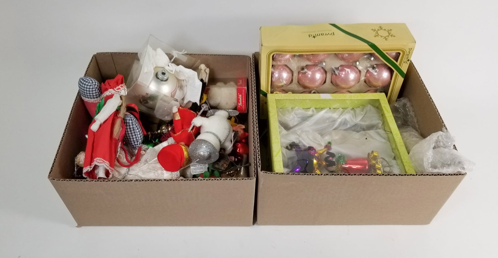 Assortment of Vintage Christmas Tree Decorations ft. Pyramid Satin Pink Ornaments (1 of 4)