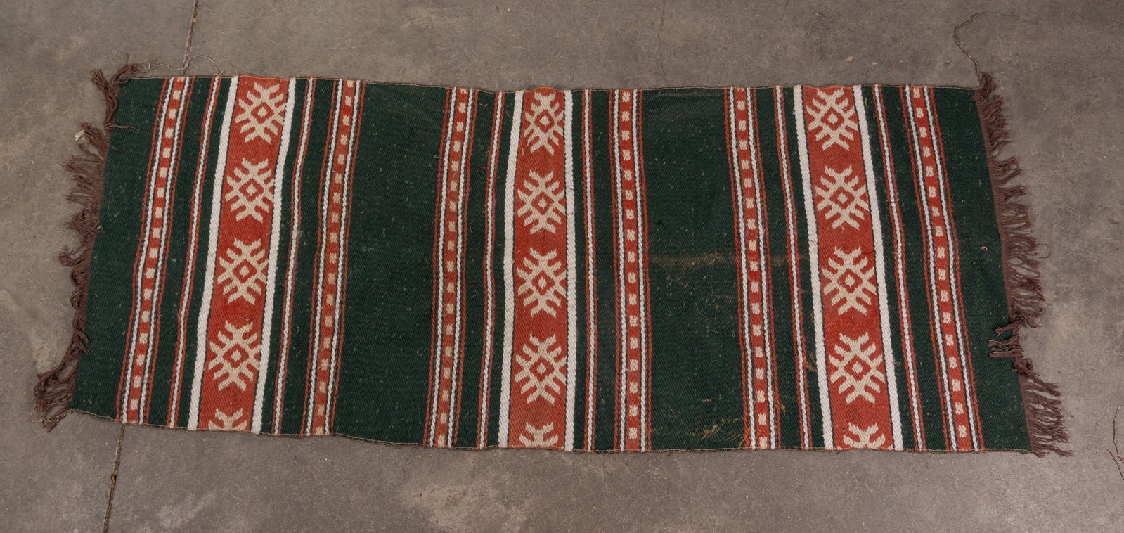 Vintage Flat-Woven Kilim Runner with Geometric Designs: Vintage Flat-Woven Kilim Runner with Geometric Designs Size 49" x 20" Literature Brooks Auction – Online Auction Terms & Conditions Contact: (856) 694-2960 | info@brooks.auction READ BEFORE