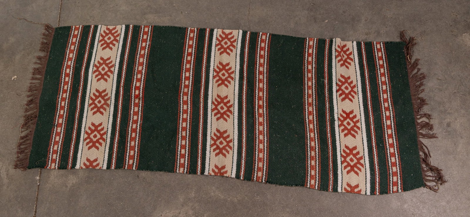 Vintage Flat-Woven Kilim Runner with Geometric Designs - 2