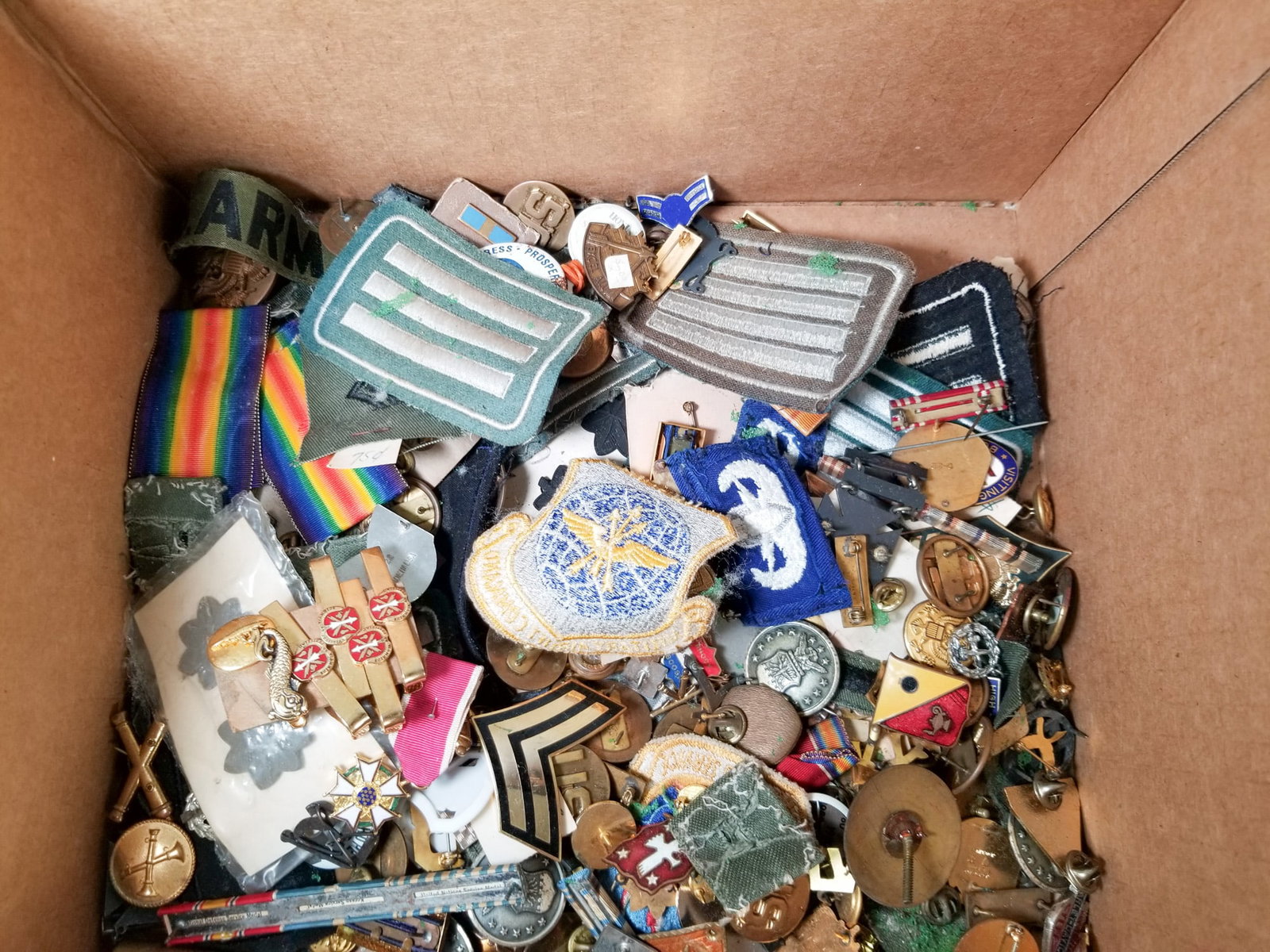 Large Assortment of Vintage Pins and Patches ft. Sterling & Mostly Militaria - 4