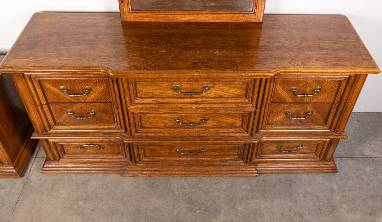 Vintage Bassett Oak Low Chest and Nightstand - 3