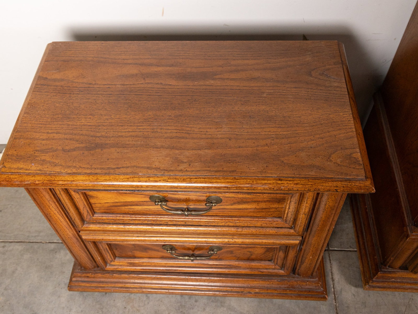 Vintage Bassett Oak Low Chest and Nightstand - 5