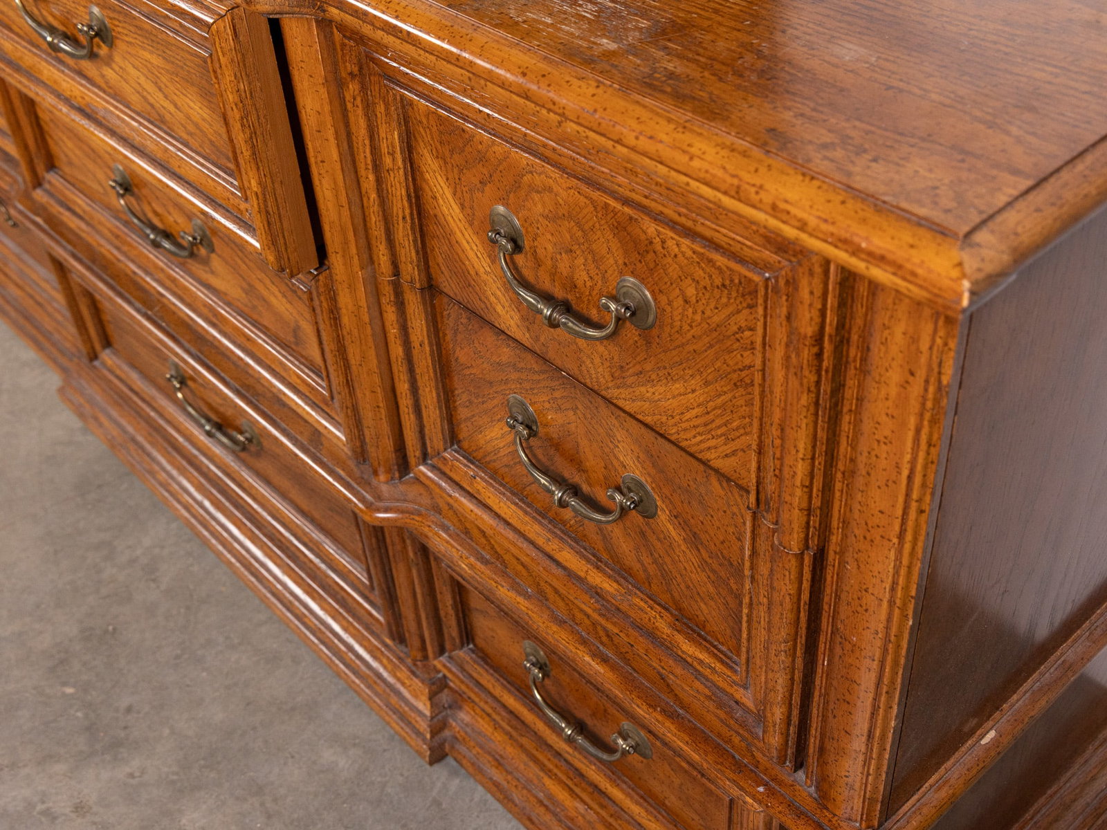 Vintage Bassett Oak Low Chest and Nightstand - 6