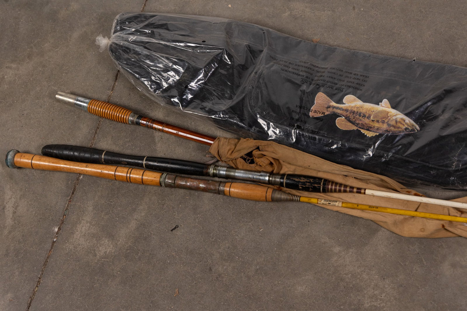 Three Vintage Fishing Rods and Bag - 2