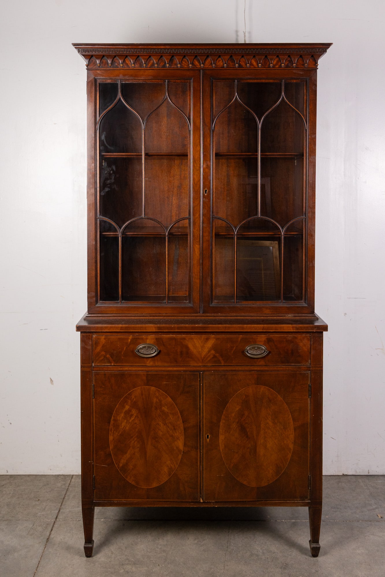 Vintage Federal Style China Cabinet: Vintage Federal Style China Cabinet Size 75" x 36" x 17" Literature Brooks Auction – Online Auction Terms & Conditions Contact: (856) 694-2960 | info@brooks.auction READ BEFORE YOU BID: We want