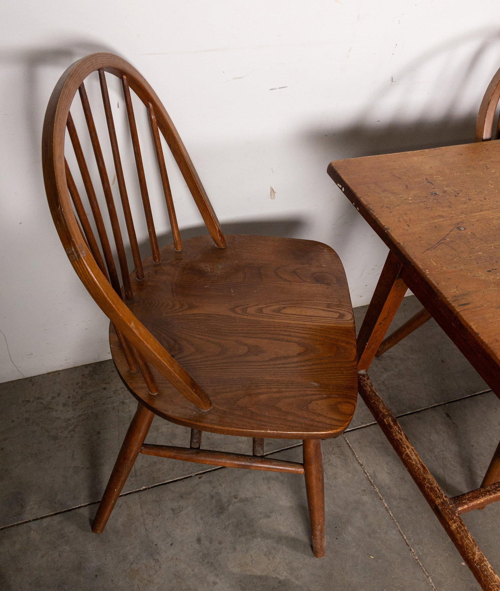 Antique Primitive Dining Table with Six Windsor Chairs - 5