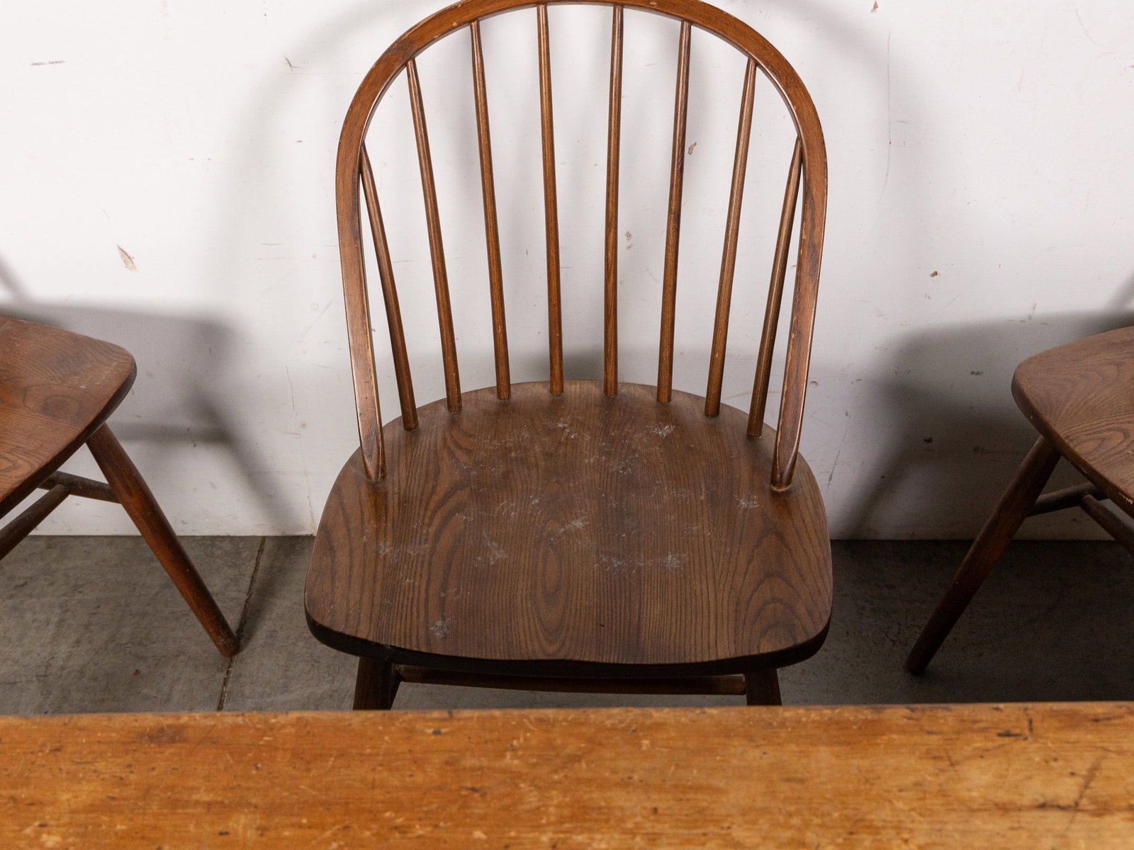 Antique Primitive Dining Table with Six Windsor Chairs - 6