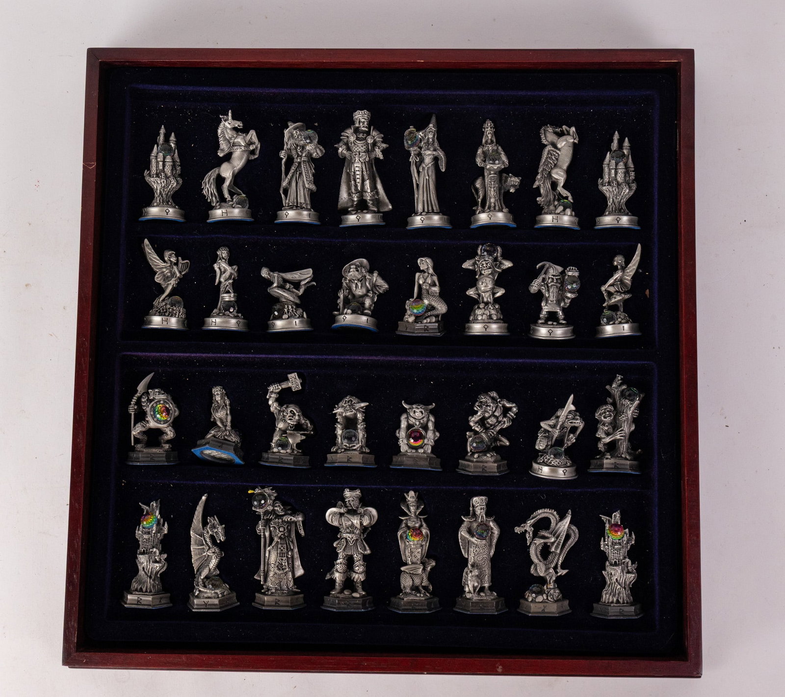 Danbury Mint Fantasy of the Crystal Pewter Chess Set COMPLETE - 3