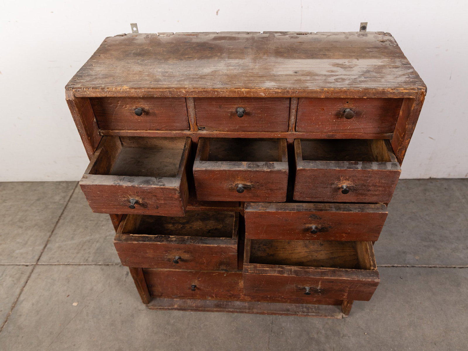 Antique Primitive Twelve Drawer Table Top Cabinet - 3