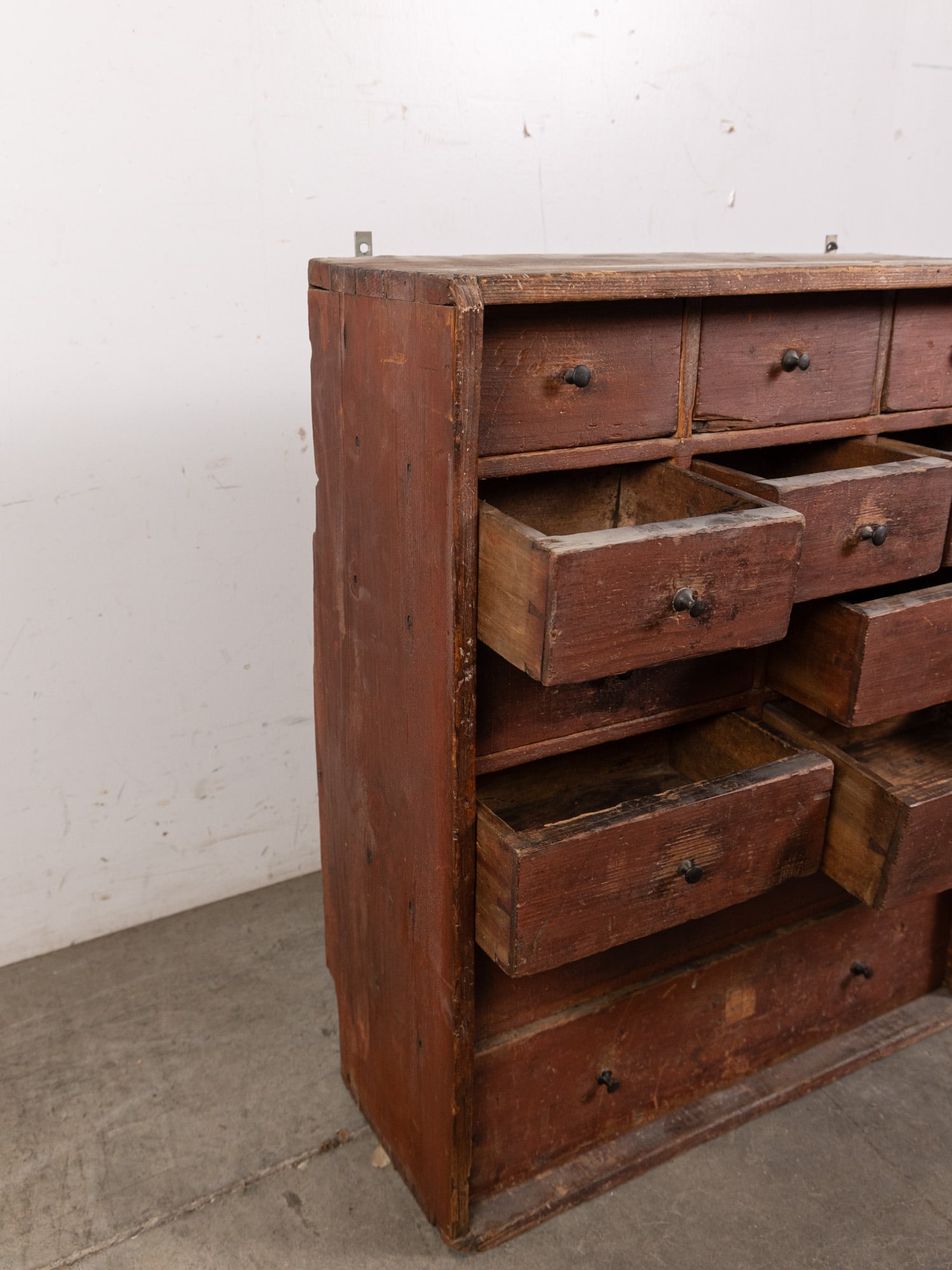 Antique Primitive Twelve Drawer Table Top Cabinet - 4