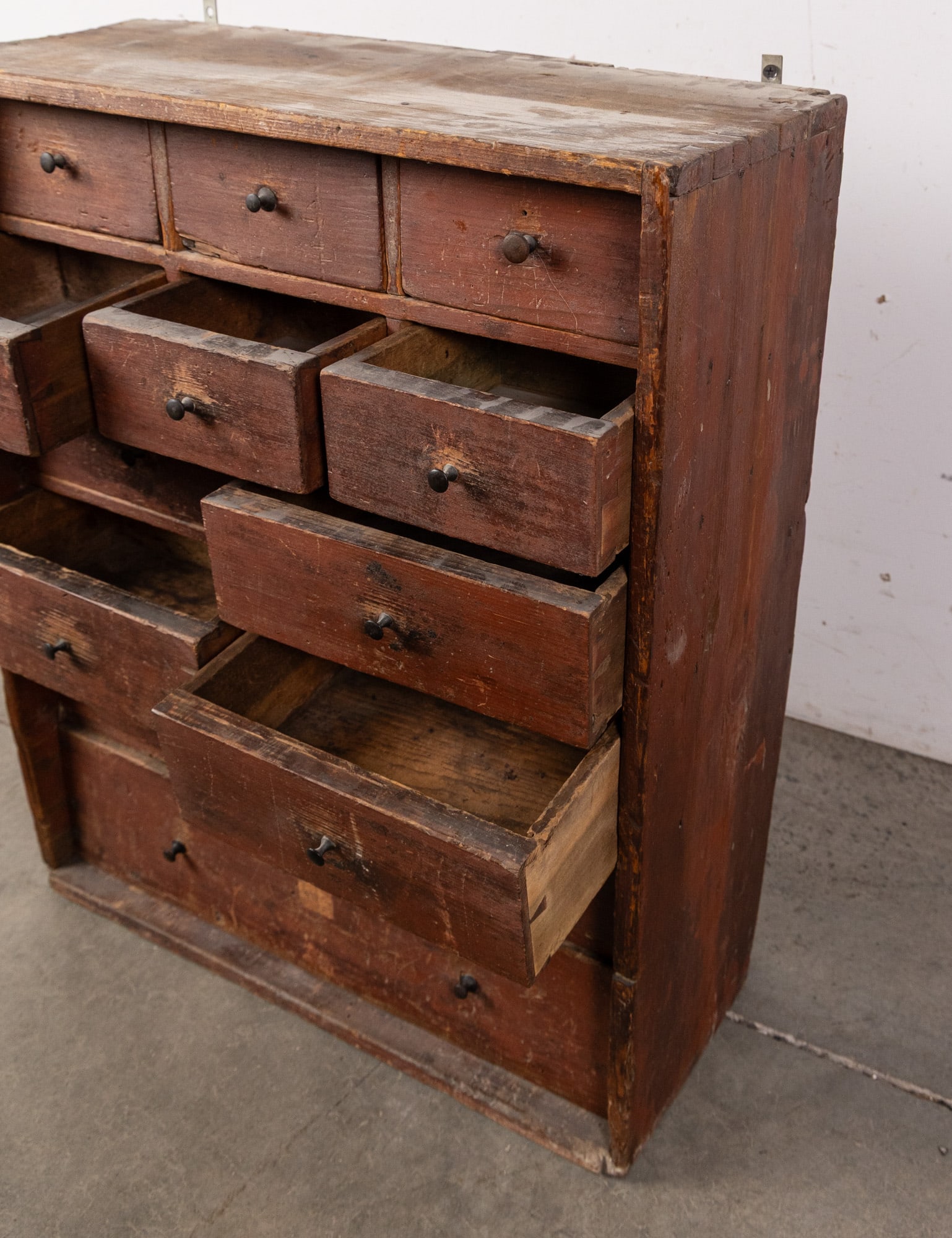 Antique Primitive Twelve Drawer Table Top Cabinet - 5