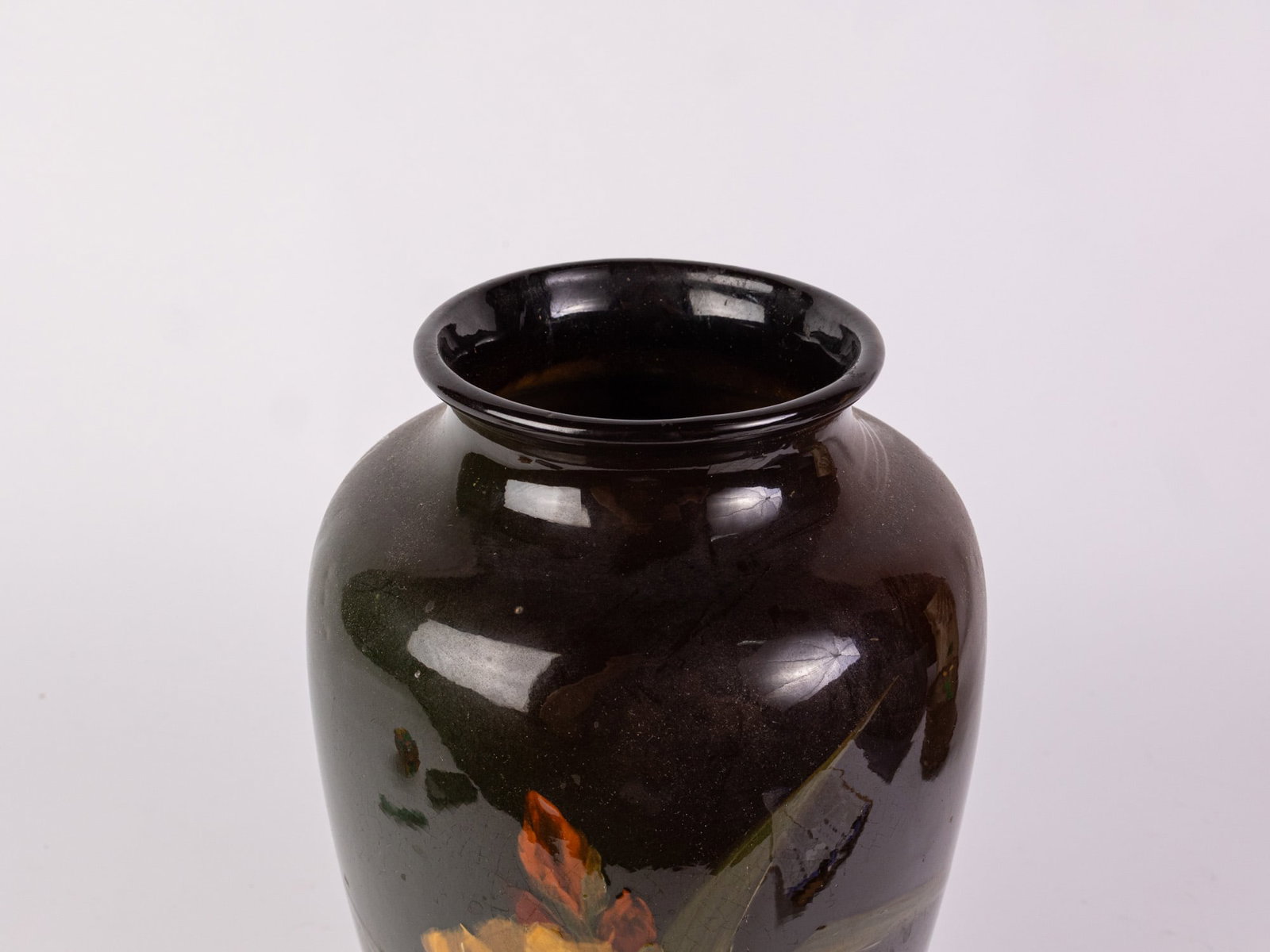 Large Early 20th Century Iris Motif Ceramic Vessel - 3